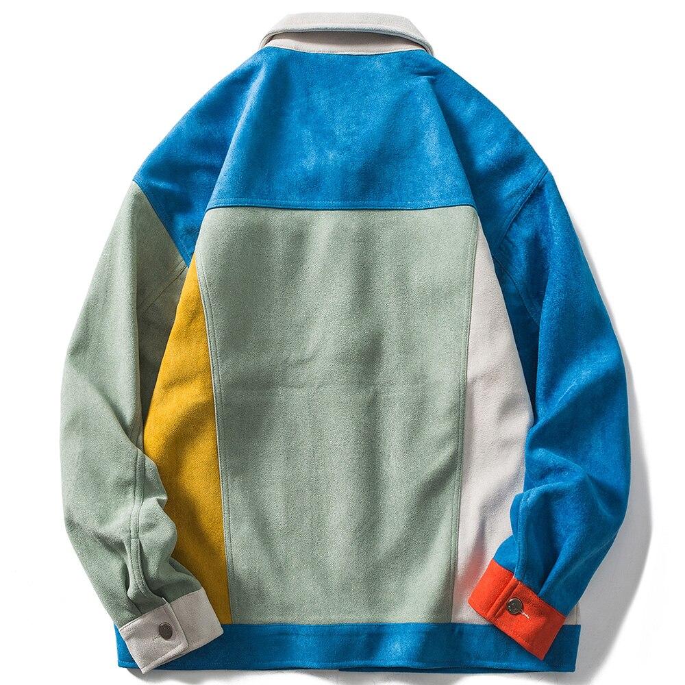 Jackets Retro Hit Color Patchwork Multi-Pocket Varsity Jacket Coat