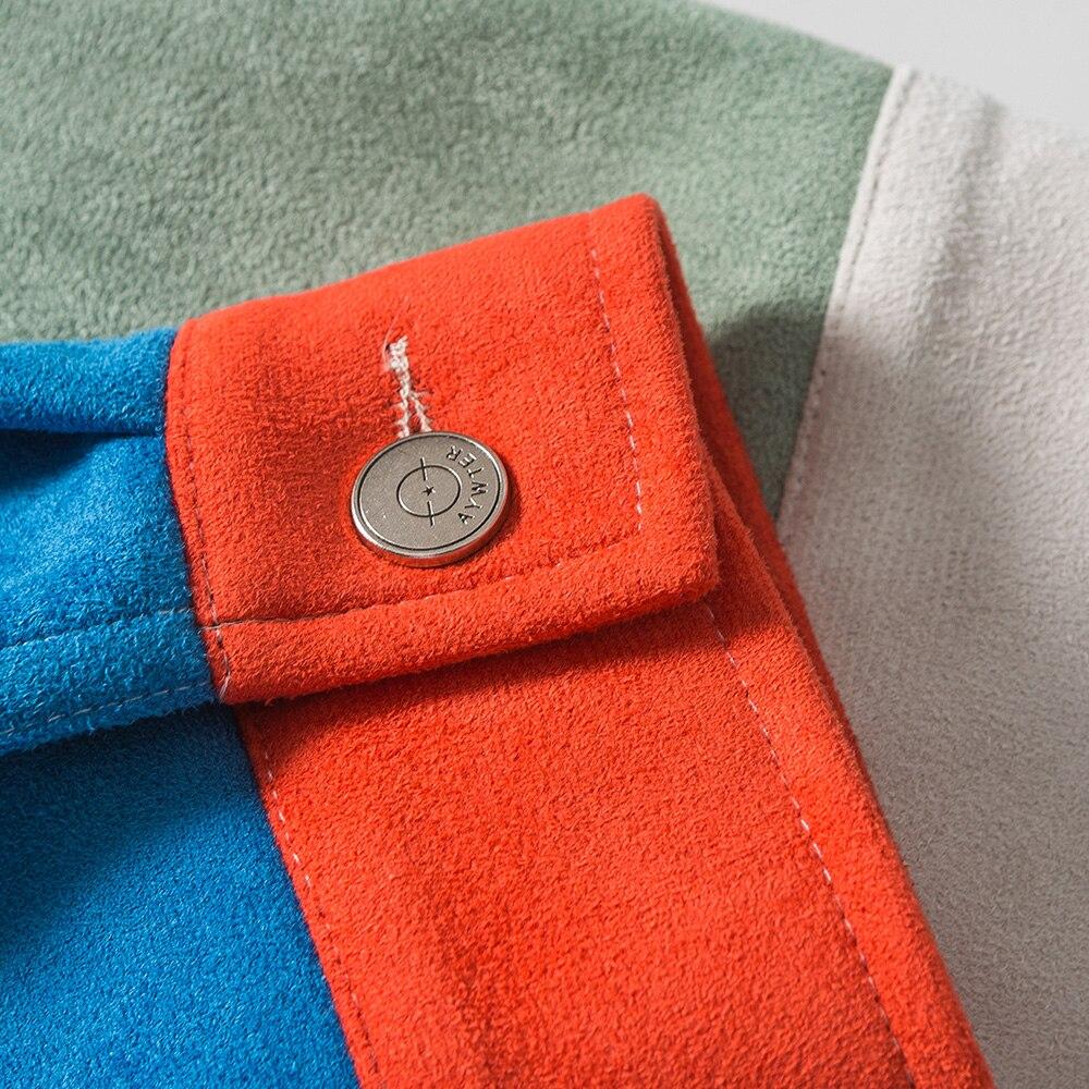Jackets Retro Hit Color Patchwork Multi-Pocket Varsity Jacket Coat