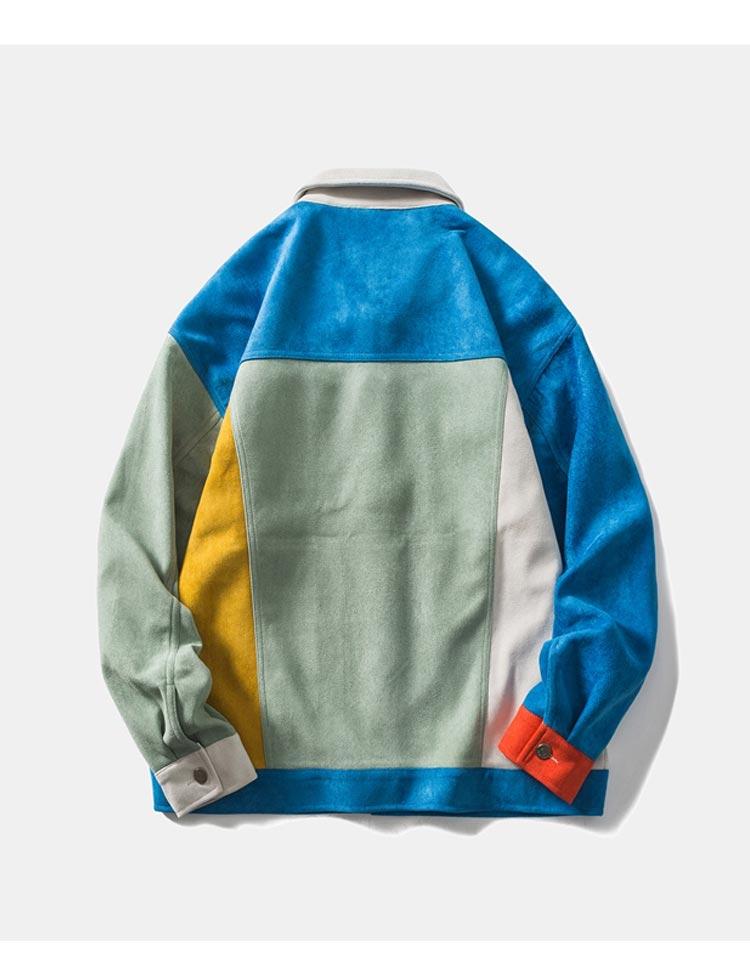 Jackets Retro Hit Color Patchwork Multi-Pocket Varsity Jacket Coat