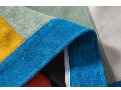 Jackets Retro Hit Color Patchwork Multi-Pocket Varsity Jacket Coat