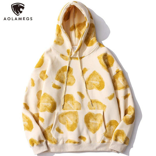 Heart Inkjet Letter Printed Hoodie