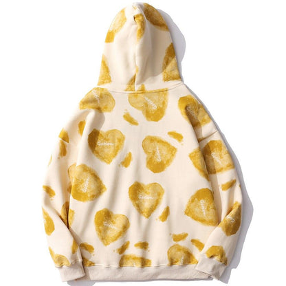 Heart Inkjet Letter Printed Hoodie