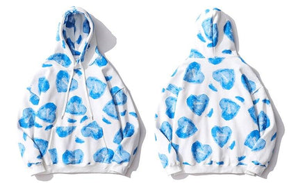 Heart Inkjet Letter Printed Hoodie