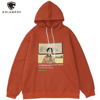 Hoodie Men Mutated Japanese Anime Boy Print Pullover Couple Plus