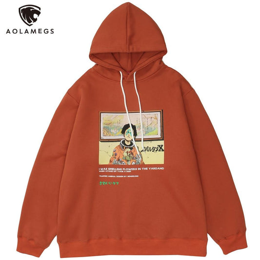 Hoodie Men Mutated Japanese Anime Boy Print Pullover Couple Plus