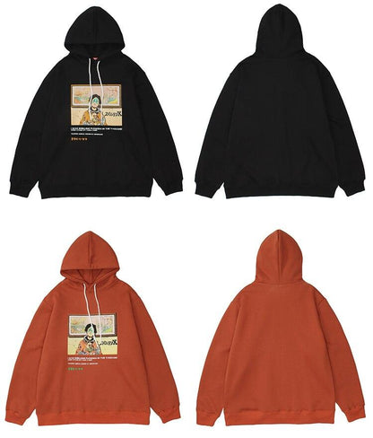 Hoodie Men Mutated Japanese Anime Boy Print Pullover Couple Plus