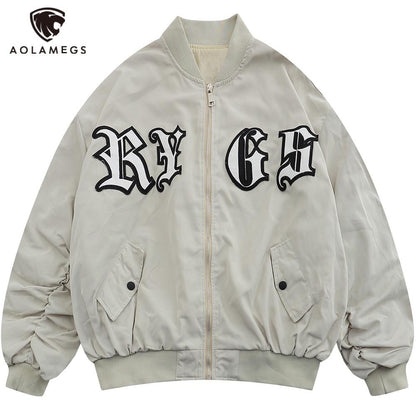 Punk Letter Patch Bomber Jacket