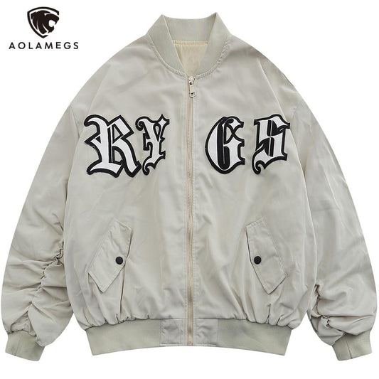 Punk Letter Patch Bomber Jacket