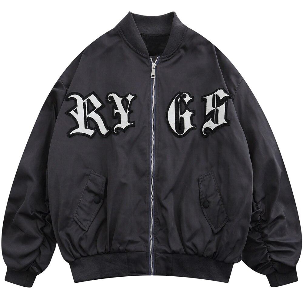Punk Letter Patch Bomber Jacket