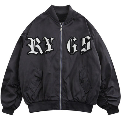 Punk Letter Patch Bomber Jacket