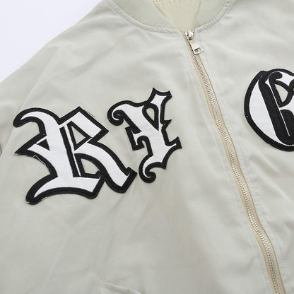 Punk Letter Patch Bomber Jacket
