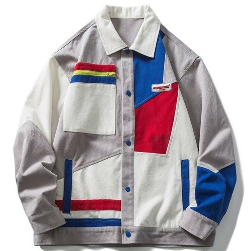 Patchwork Zipper Baggy Outwear