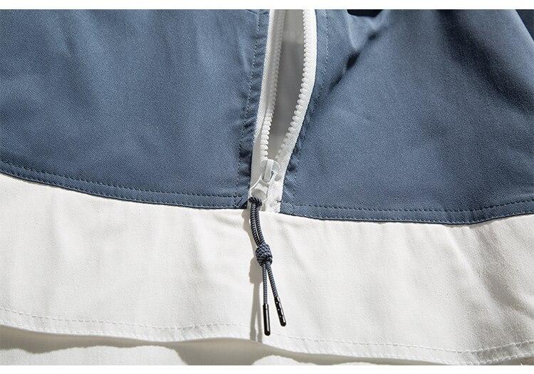 Color Block Zipper Hooded Windbreaker