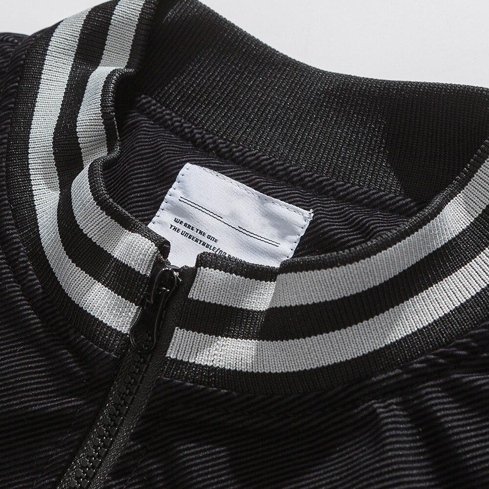 Jacket Men Reflective Strip Patchwork Letter Embroidery Zipper Coat