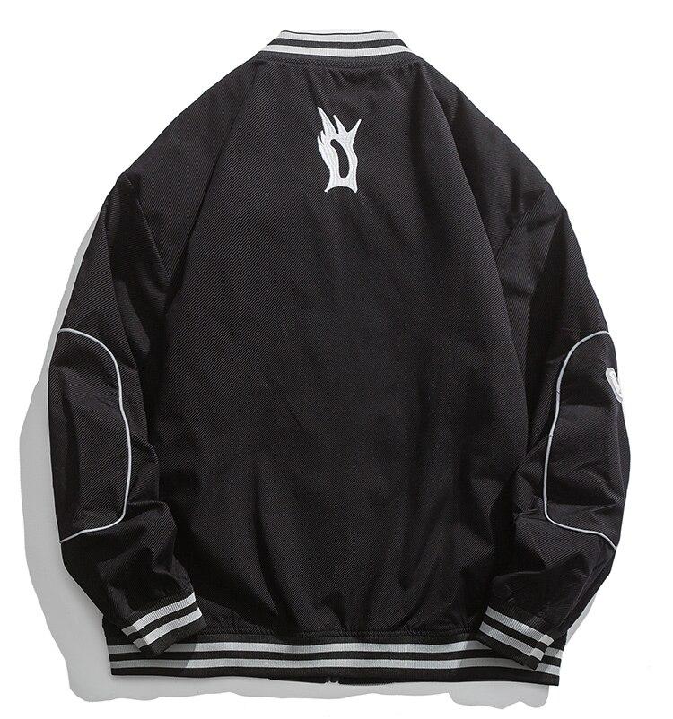 Jacket Men Reflective Strip Patchwork Letter Embroidery Zipper Coat