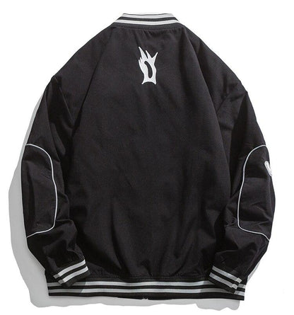Jacket Men Reflective Strip Patchwork Letter Embroidery Zipper Coat