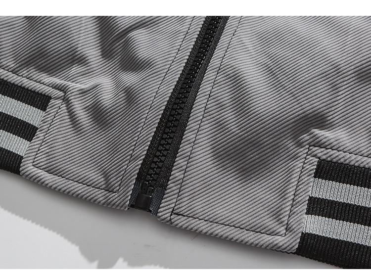 Jacket Men Reflective Strip Patchwork Letter Embroidery Zipper Coat