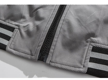 Jacket Men Reflective Strip Patchwork Letter Embroidery Zipper Coat