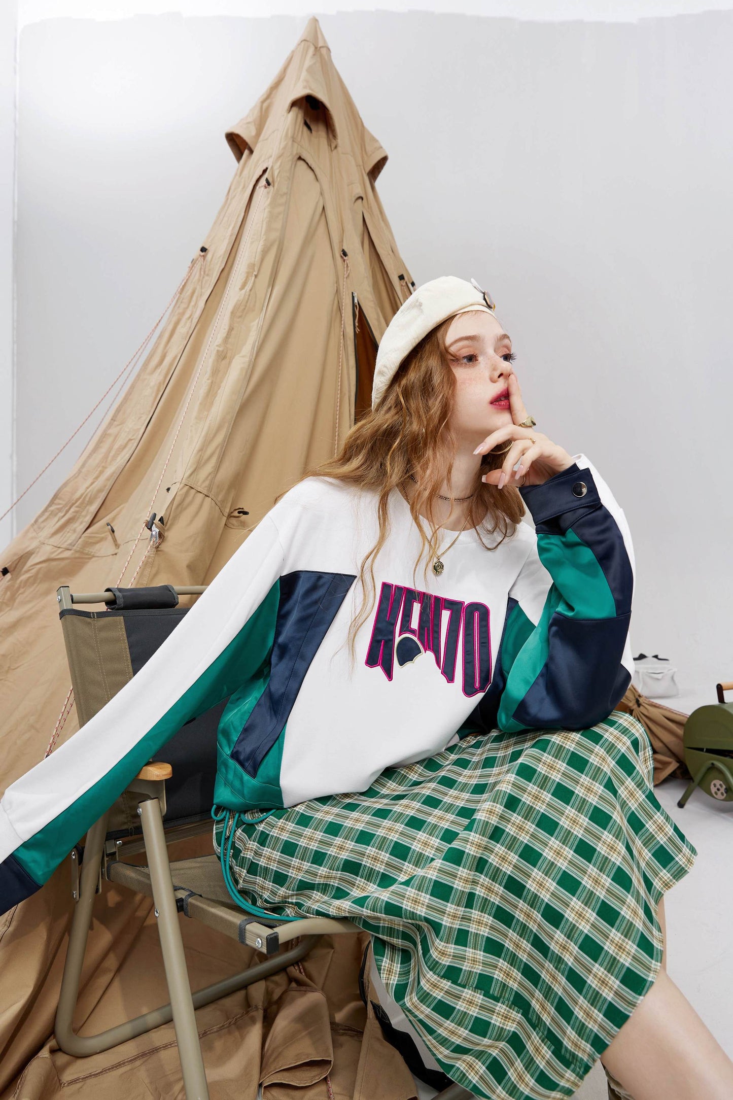 Plaid British High Waist Casual Women Midi Skirts,Autumn Chic Split