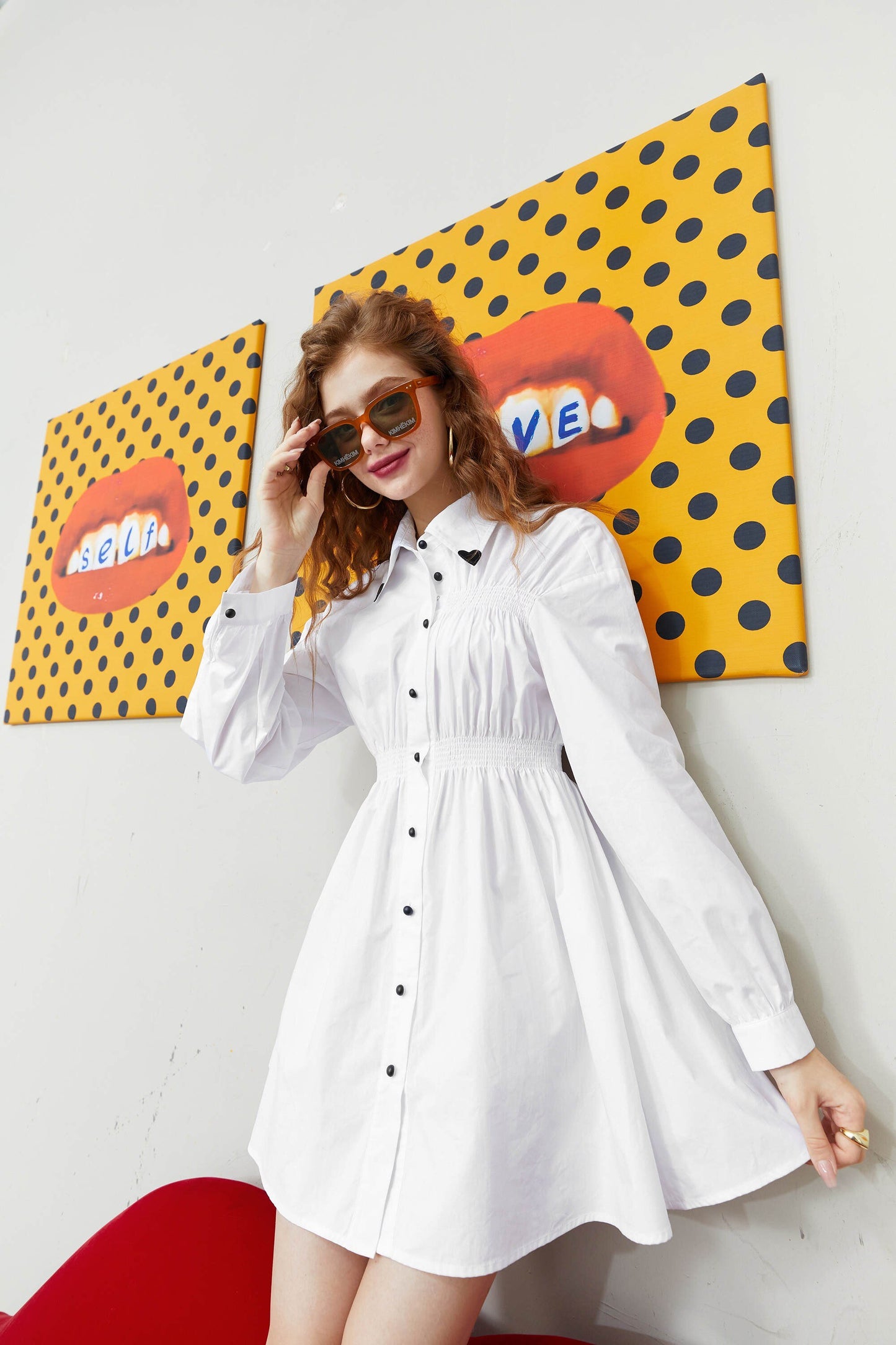 Solid Chic Button Casual Vintage Shirt Dresses Women,Autumn Korean