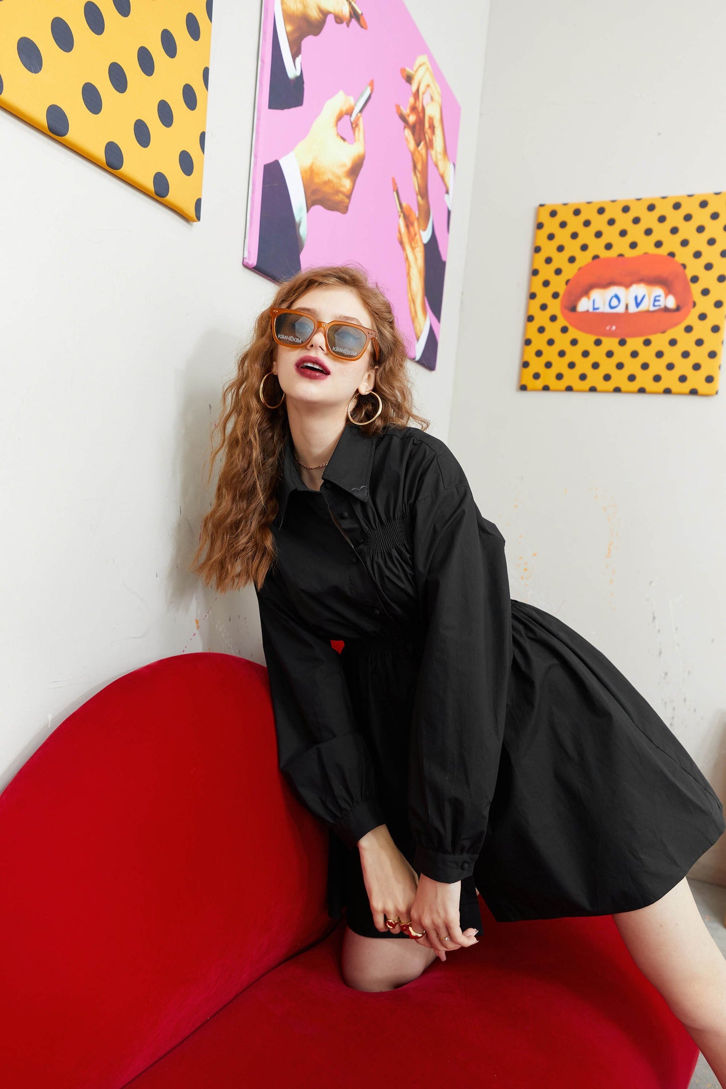 Solid Chic Button Casual Vintage Shirt Dresses Women,Autumn Korean