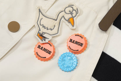 Striped Applique High Waist Casual Vintage Overall Dresses