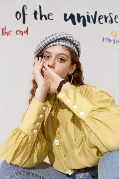 Solid Pure Chic Floral Single Breasted Casual Shirt Women,Autumn