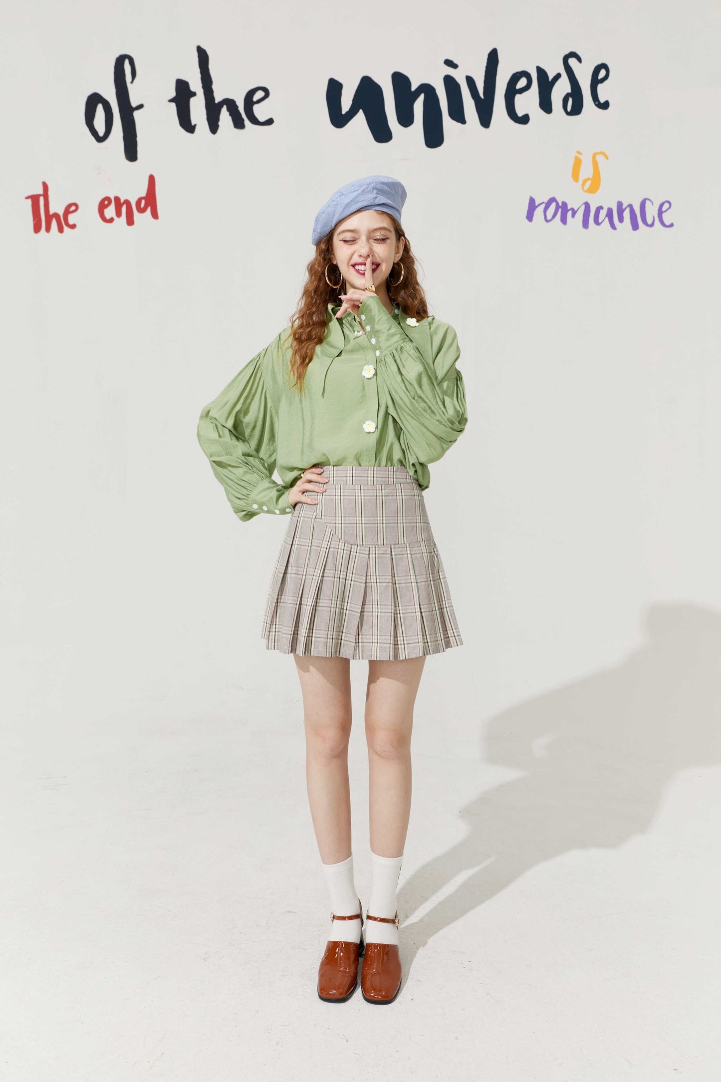 Solid Pure Chic Floral Single Breasted Casual Shirt Women,Autumn