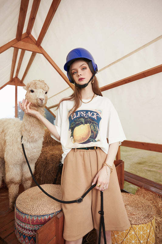 Harajuku Graphic Print Chic Casual T-Shirts Women,Summer Vintage Short