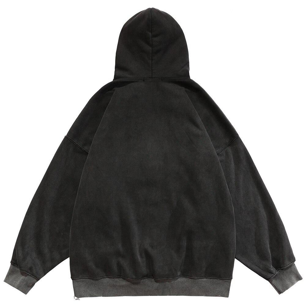 Hoodie Men Cool Man Color Block Print Pullover Winter Plus Velvet Cozy