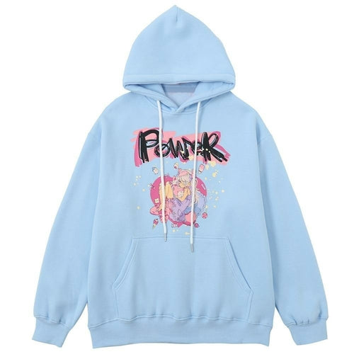 Hoodies Men Cartoon Comics Girl Letter Graffiti Fleece Pullovers