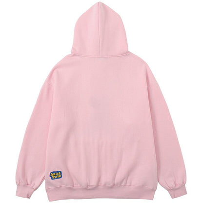 Hoodies Men Cartoon Comics Girl Letter Graffiti Fleece Pullovers
