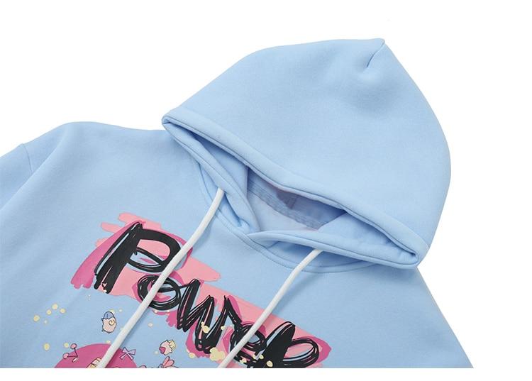 Hoodies Men Cartoon Comics Girl Letter Graffiti Fleece Pullovers