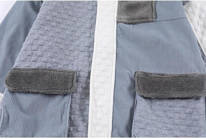 Jacket Men Hit Color Block Patchwork Standing Collar Coats Youthful
