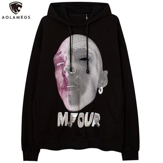 Hoodie Men Abstract Graphics Printed Fleece Pullovers Sweatshirt