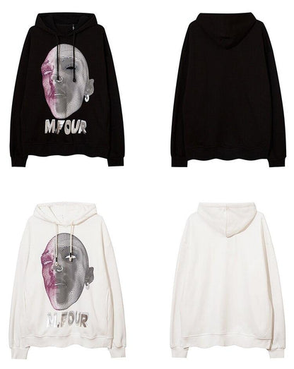 Hoodie Men Abstract Graphics Printed Fleece Pullovers Sweatshirt
