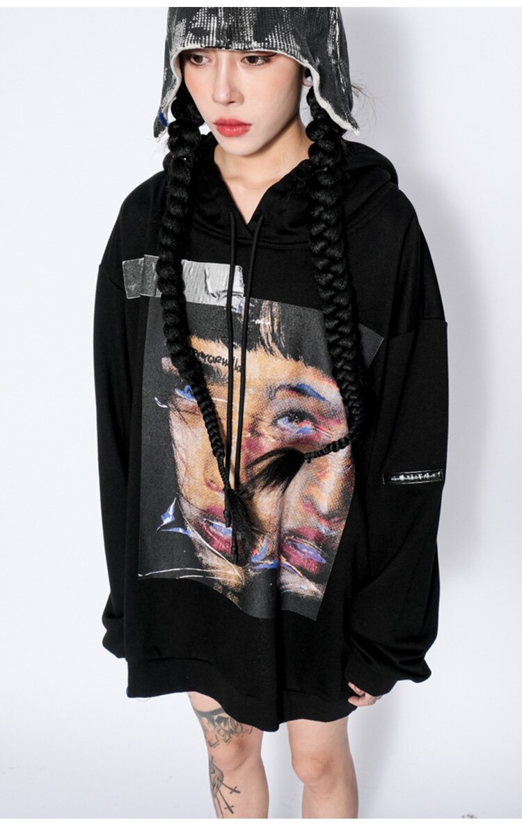 Hoodie Men Rock Gothic Girl Punk Letter Hooded Tops Hip Hop Harajuku