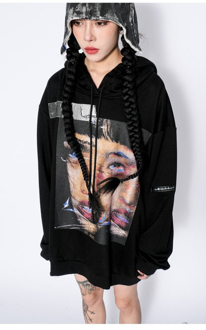 Hoodie Men Rock Gothic Girl Punk Letter Hooded Tops Hip Hop Harajuku