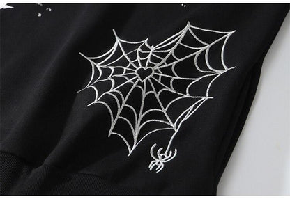 Hoodie Men Harajuku Letter Inkjet Heart-shaped Net Print Pullovers