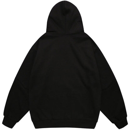 Hoodie Men Heart Bone Graffiti Fleece Warm Pullover Couple Oversize