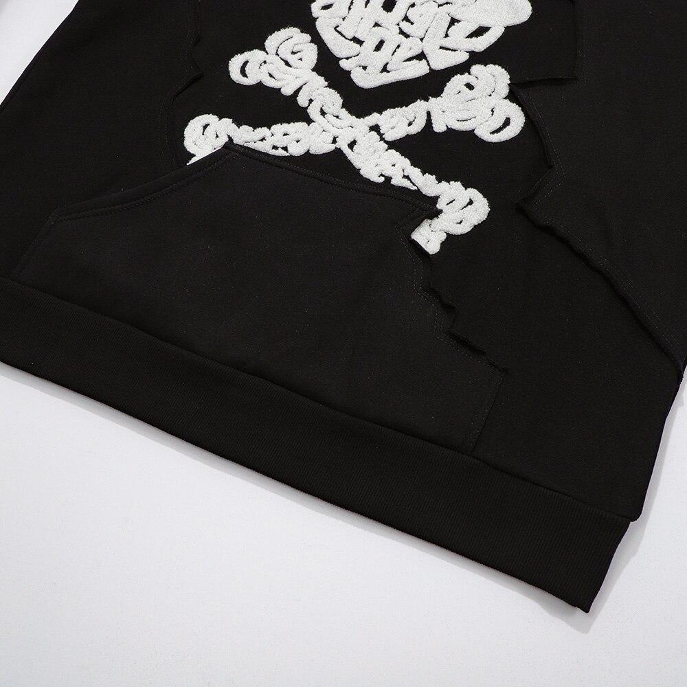 Hoodie Men Heart Bone Graffiti Fleece Warm Pullover Couple Oversize