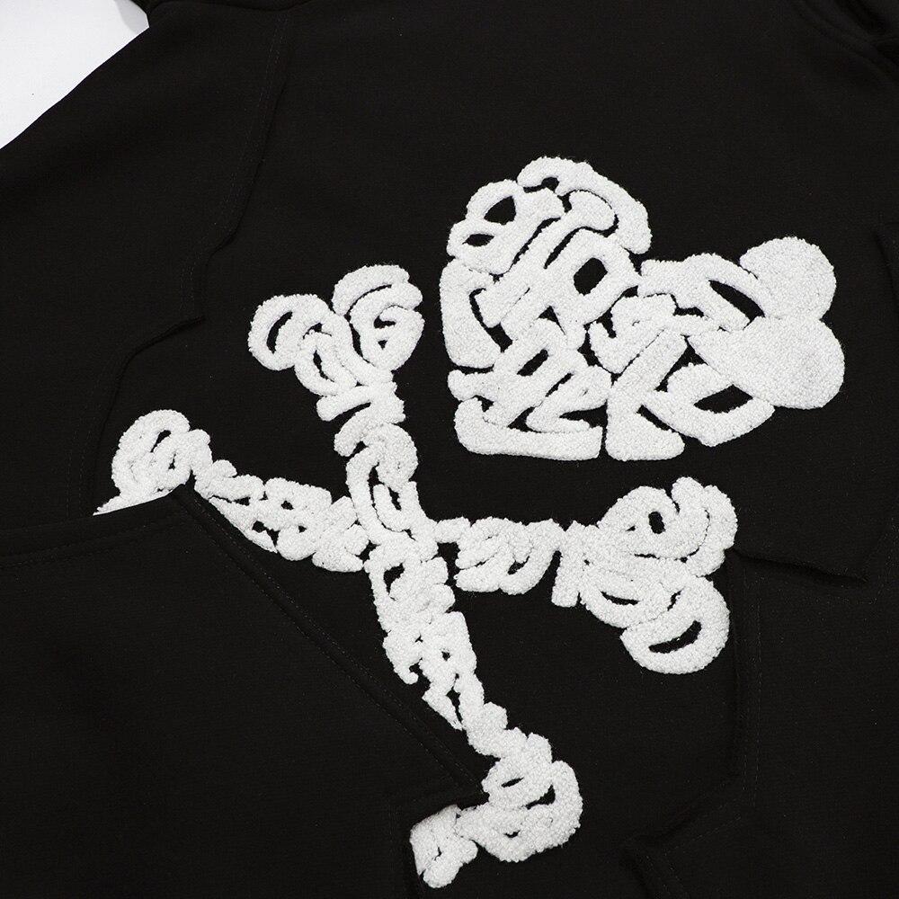Hoodie Men Heart Bone Graffiti Fleece Warm Pullover Couple Oversize