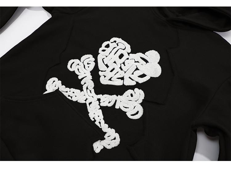 Hoodie Men Heart Bone Graffiti Fleece Warm Pullover Couple Oversize