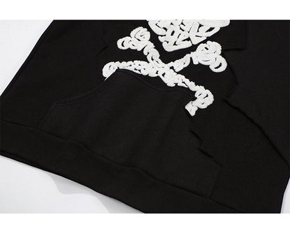 Hoodie Men Heart Bone Graffiti Fleece Warm Pullover Couple Oversize