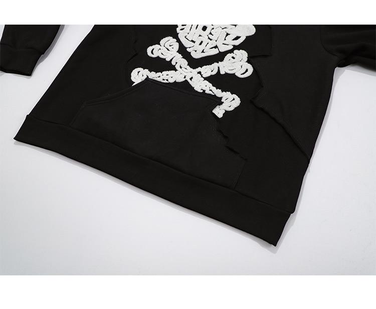 Hoodie Men Heart Bone Graffiti Fleece Warm Pullover Couple Oversize
