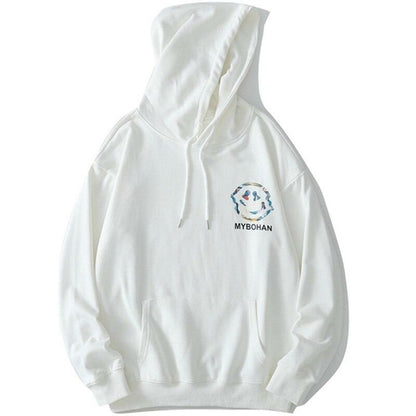 Hoodie Men Colorful Funny Illustration Print Hooded Pullovers Japanese