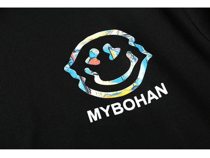Hoodie Men Colorful Funny Illustration Print Hooded Pullovers Japanese