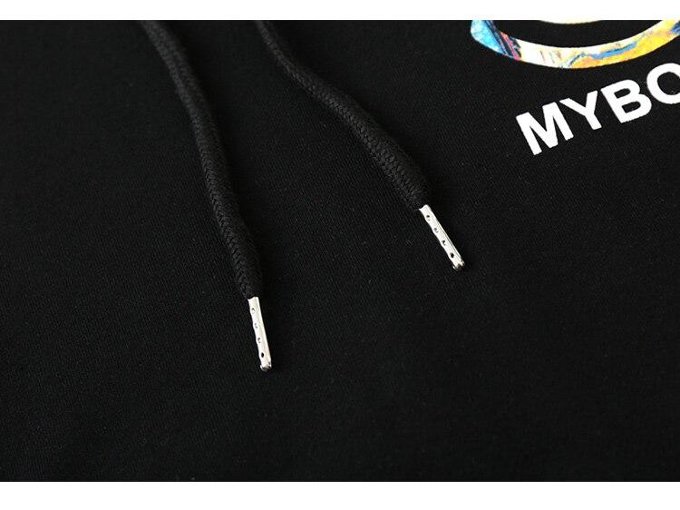 Hoodie Men Colorful Funny Illustration Print Hooded Pullovers Japanese