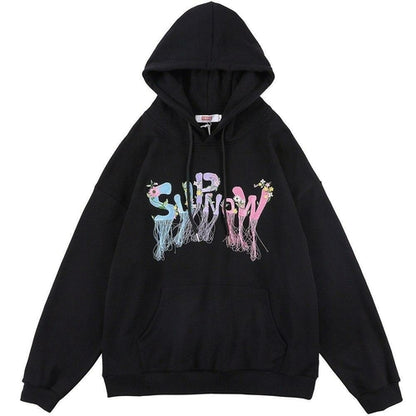 Hoodie Flowers Embroidery Tassel