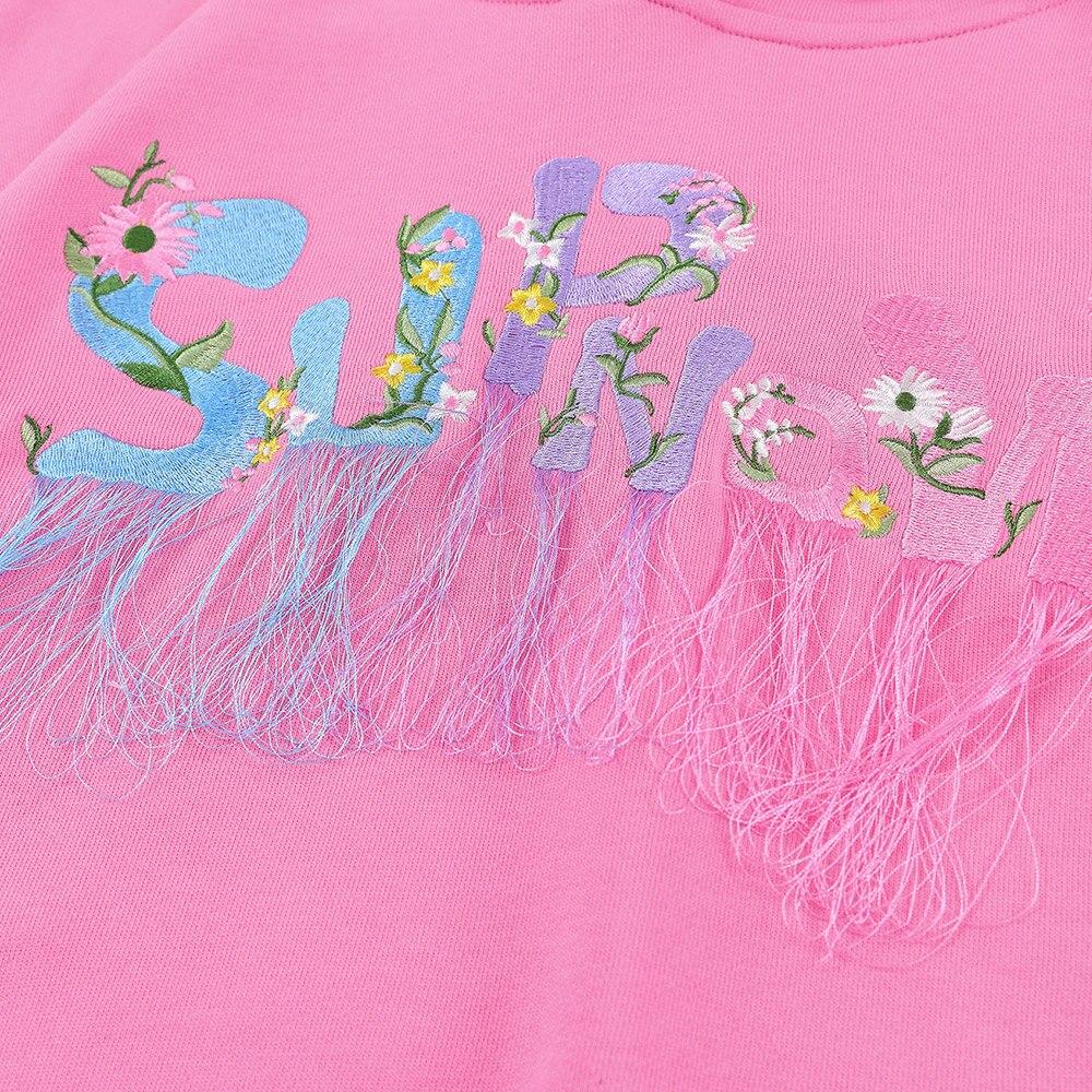 Hoodie Flowers Embroidery Tassel
